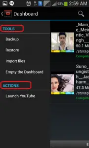 Tools-and-action-available-export-import-empty-dashboard-launch-youtube