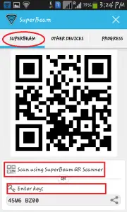 download-Super-beam-android-application-from-google-playstore-to-share-files-and-folder-by-scanning-qr-code-or-auto-generated-key-by-sending-android-device